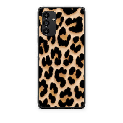 Θήκη Samsung Galaxy A04s Leopard Print Tan Large από τη Smartfits με σχέδιο στο πίσω μέρος και μαύρο περίβλημα | Samsung Galaxy A04s Leopard Print Tan Large case with colorful back and black bezels