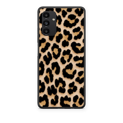 Θήκη Samsung Galaxy A04s Leopard Print Tan Small από τη Smartfits με σχέδιο στο πίσω μέρος και μαύρο περίβλημα | Samsung Galaxy A04s Leopard Print Tan Small case with colorful back and black bezels