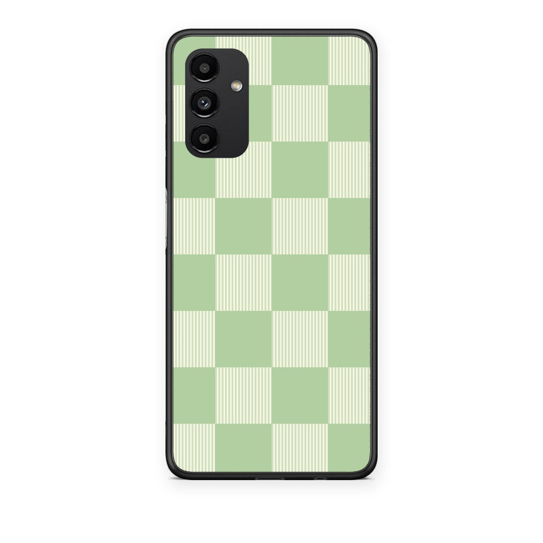 Θήκη Samsung Galaxy A13 5G Sage and Cream Striped Checks από τη Smartfits με σχέδιο στο πίσω μέρος και μαύρο περίβλημα | Samsung Galaxy A13 5G Sage and Cream Striped Checks case with colorful back and black bezels