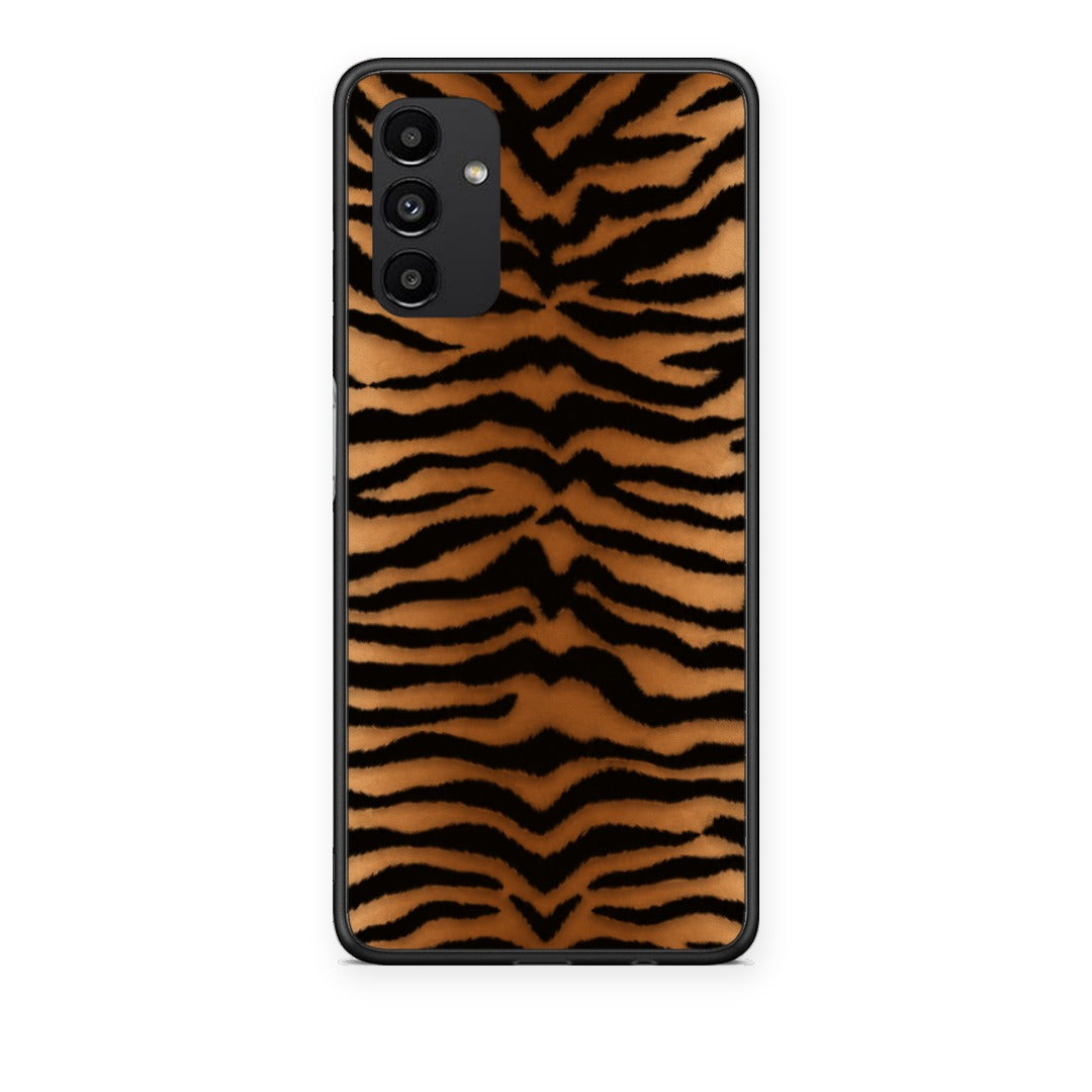 Θήκη Samsung Galaxy A04s Tiger Print Orange and Black από τη Smartfits με σχέδιο στο πίσω μέρος και μαύρο περίβλημα | Samsung Galaxy A04s Tiger Print Orange and Black case with colorful back and black bezels