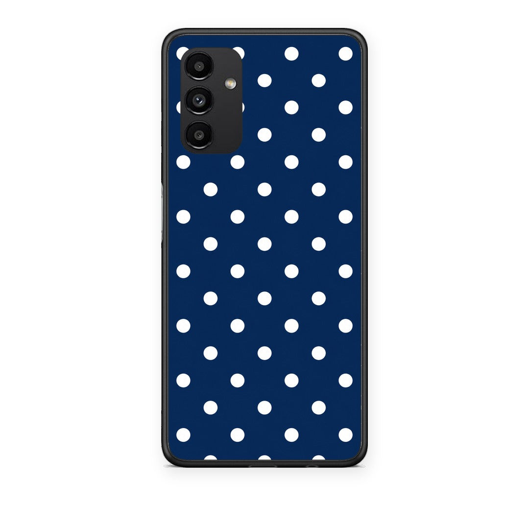 Θήκη Samsung Galaxy A13 5G White Small Polka Dots on Navy από τη Smartfits με σχέδιο στο πίσω μέρος και μαύρο περίβλημα | Samsung Galaxy A13 5G White Small Polka Dots on Navy case with colorful back and black bezels