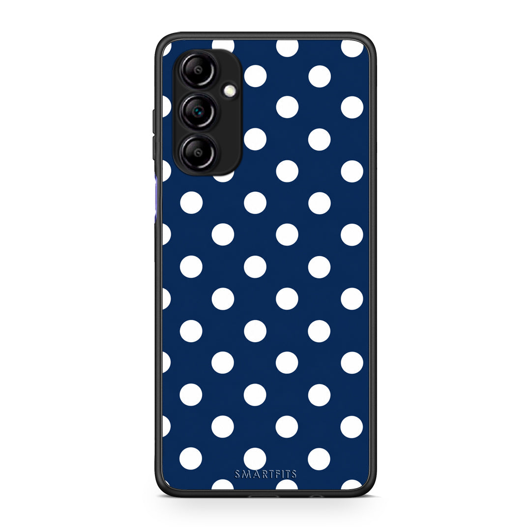 Θήκη Samsung Galaxy A14 / A14 5G White Large Polka Dots on Navy από τη Smartfits με σχέδιο στο πίσω μέρος και μαύρο περίβλημα | Samsung Galaxy A14 / A14 5G White Large Polka Dots on Navy case with colorful back and black bezels