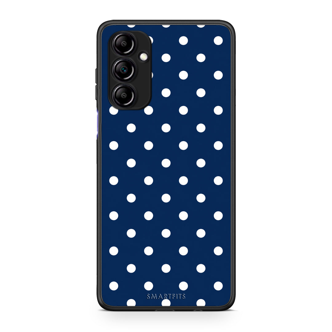 Θήκη Samsung Galaxy A14 / A14 5G White Small Polka Dots on Navy από τη Smartfits με σχέδιο στο πίσω μέρος και μαύρο περίβλημα | Samsung Galaxy A14 / A14 5G White Small Polka Dots on Navy case with colorful back and black bezels