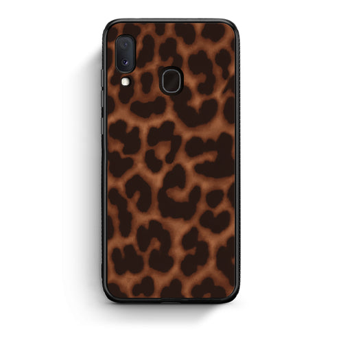 Θήκη Samsung Galaxy A30 Leopard Print Dark Brown από τη Smartfits με σχέδιο στο πίσω μέρος και μαύρο περίβλημα | Samsung Galaxy A30 Leopard Print Dark Brown case with colorful back and black bezels