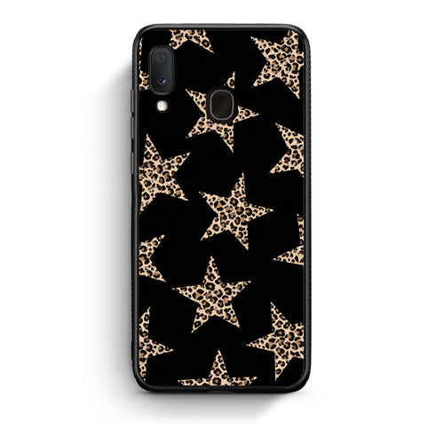 Θήκη Samsung Galaxy A30 Leopard Stars on Black από τη Smartfits με σχέδιο στο πίσω μέρος και μαύρο περίβλημα | Samsung Galaxy A30 Leopard Stars on Black case with colorful back and black bezels