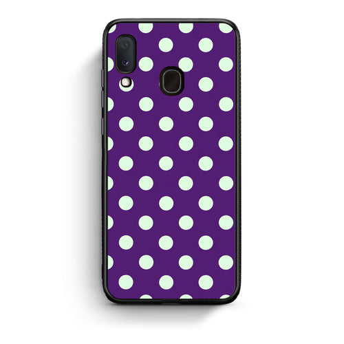 Θήκη Samsung Galaxy A30 Mint Polka Dots on Purple από τη Smartfits με σχέδιο στο πίσω μέρος και μαύρο περίβλημα | Samsung Galaxy A30 Mint Polka Dots on Purple case with colorful back and black bezels
