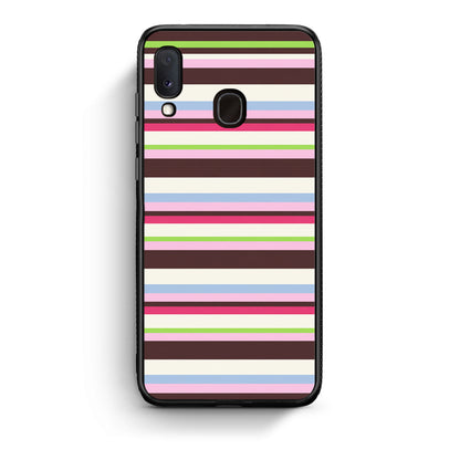 Θήκη Samsung Galaxy A30 Multicolour Horizontal Stripes από τη Smartfits με σχέδιο στο πίσω μέρος και μαύρο περίβλημα | Samsung Galaxy A30 Multicolour Horizontal Stripes case with colorful back and black bezels