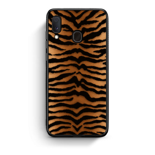Θήκη Samsung Galaxy A30 Tiger Print Orange and Black από τη Smartfits με σχέδιο στο πίσω μέρος και μαύρο περίβλημα | Samsung Galaxy A30 Tiger Print Orange and Black case with colorful back and black bezels