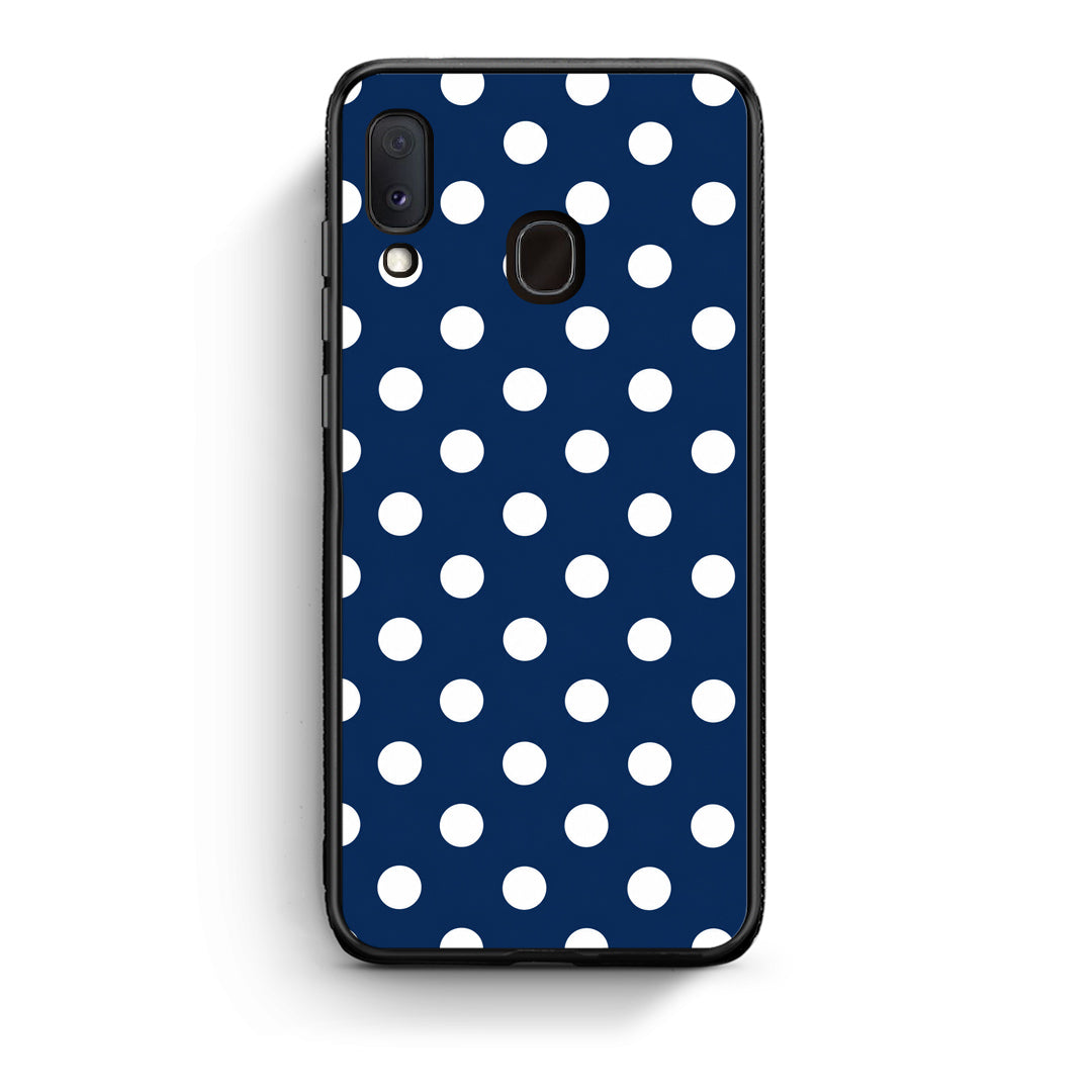 Θήκη Samsung Galaxy A30 White Large Polka Dots on Navy από τη Smartfits με σχέδιο στο πίσω μέρος και μαύρο περίβλημα | Samsung Galaxy A30 White Large Polka Dots on Navy case with colorful back and black bezels
