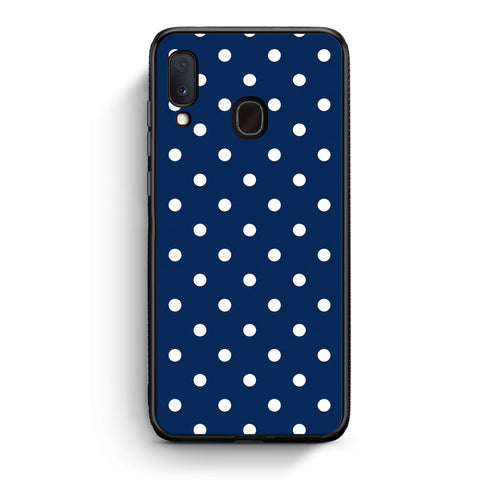 Θήκη Samsung Galaxy A30 White Small Polka Dots on Navy από τη Smartfits με σχέδιο στο πίσω μέρος και μαύρο περίβλημα | Samsung Galaxy A30 White Small Polka Dots on Navy case with colorful back and black bezels