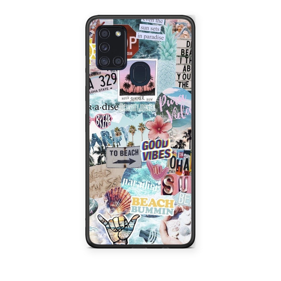 Θήκη Samsung Galaxy A21s Summer Vibes από τη Smartfits με σχέδιο στο πίσω μέρος και μαύρο περίβλημα | Samsung Galaxy A21s Summer Vibes case with colorful back and black bezels
