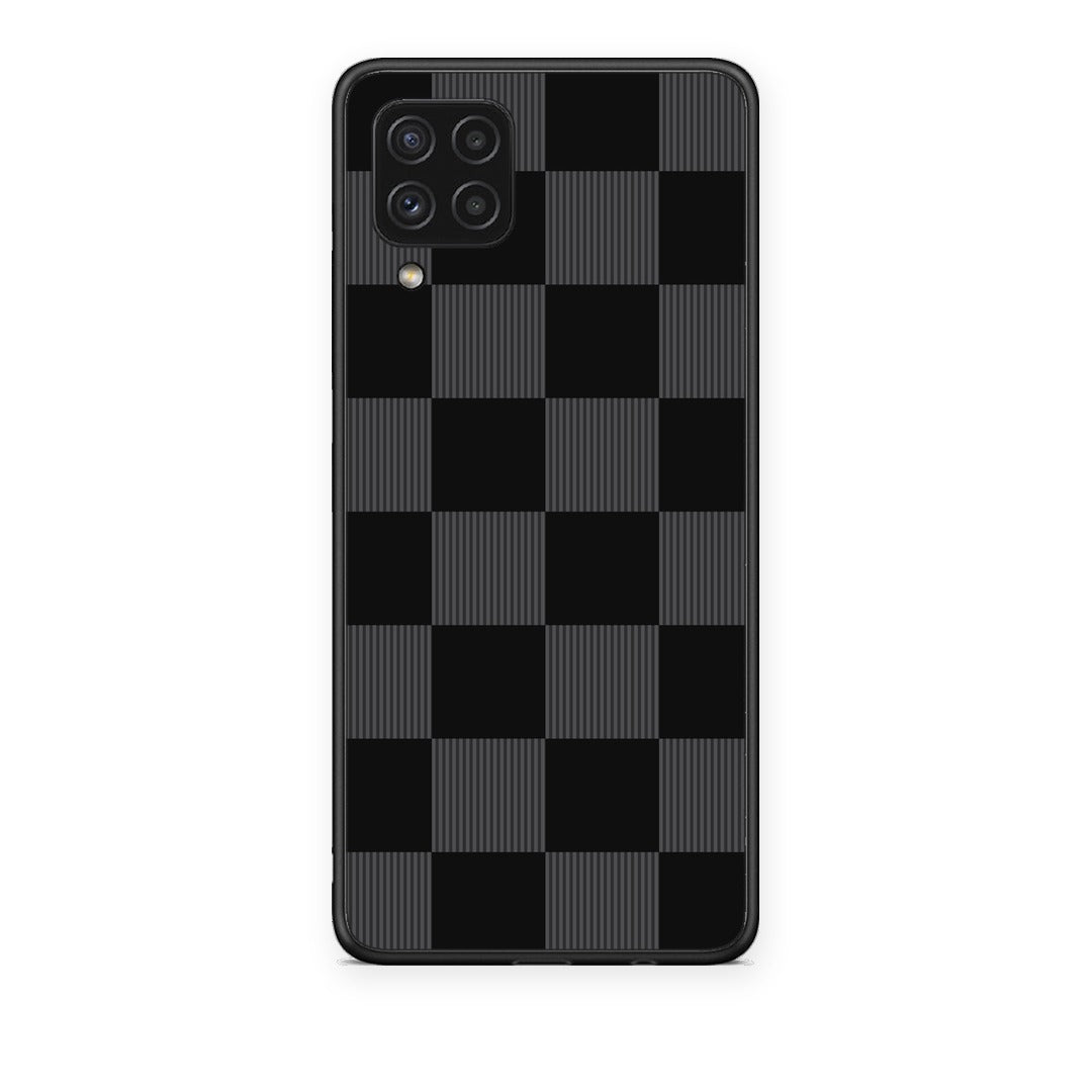 Θήκη Samsung Galaxy A22 4G Black and Charcoal Striped Checks από τη Smartfits με σχέδιο στο πίσω μέρος και μαύρο περίβλημα | Samsung Galaxy A22 4G Black and Charcoal Striped Checks case with colorful back and black bezels