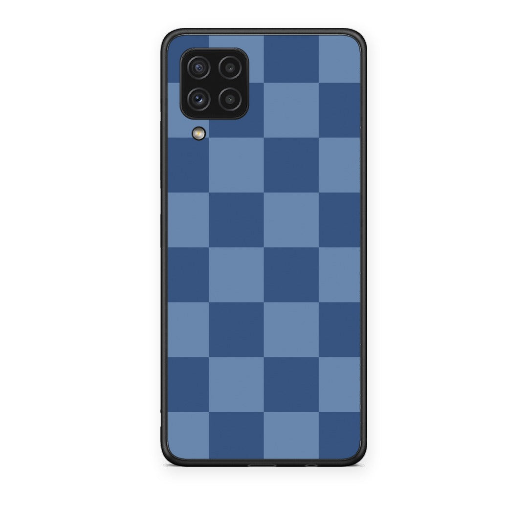 Θήκη Samsung Galaxy A22 4G Denim Blue Checkerboard από τη Smartfits με σχέδιο στο πίσω μέρος και μαύρο περίβλημα | Samsung Galaxy A22 4G Denim Blue Checkerboard case with colorful back and black bezels