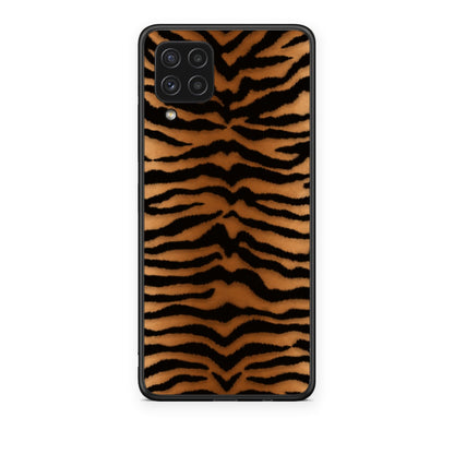 Θήκη Samsung Galaxy A22 4G Tiger Print Orange and Black από τη Smartfits με σχέδιο στο πίσω μέρος και μαύρο περίβλημα | Samsung Galaxy A22 4G Tiger Print Orange and Black case with colorful back and black bezels