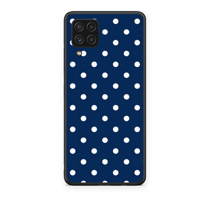 Θήκη Samsung Galaxy A22 4G White Small Polka Dots on Navy από τη Smartfits με σχέδιο στο πίσω μέρος και μαύρο περίβλημα | Samsung Galaxy A22 4G White Small Polka Dots on Navy case with colorful back and black bezels