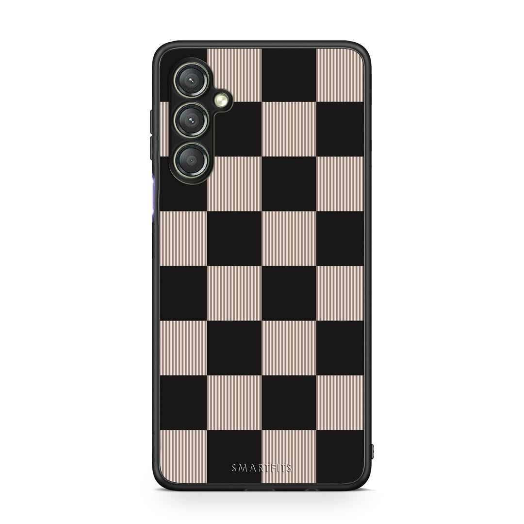Θήκη Samsung Galaxy A24 4G Black and Taupe Striped Checks από τη Smartfits με σχέδιο στο πίσω μέρος και μαύρο περίβλημα | Samsung Galaxy A24 4G Black and Taupe Striped Checks case with colorful back and black bezels