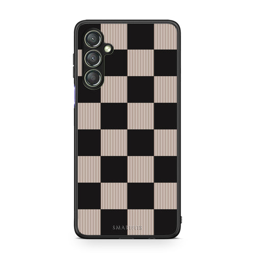 Θήκη Samsung Galaxy A24 4G Black and Taupe Striped Checks από τη Smartfits με σχέδιο στο πίσω μέρος και μαύρο περίβλημα | Samsung Galaxy A24 4G Black and Taupe Striped Checks case with colorful back and black bezels