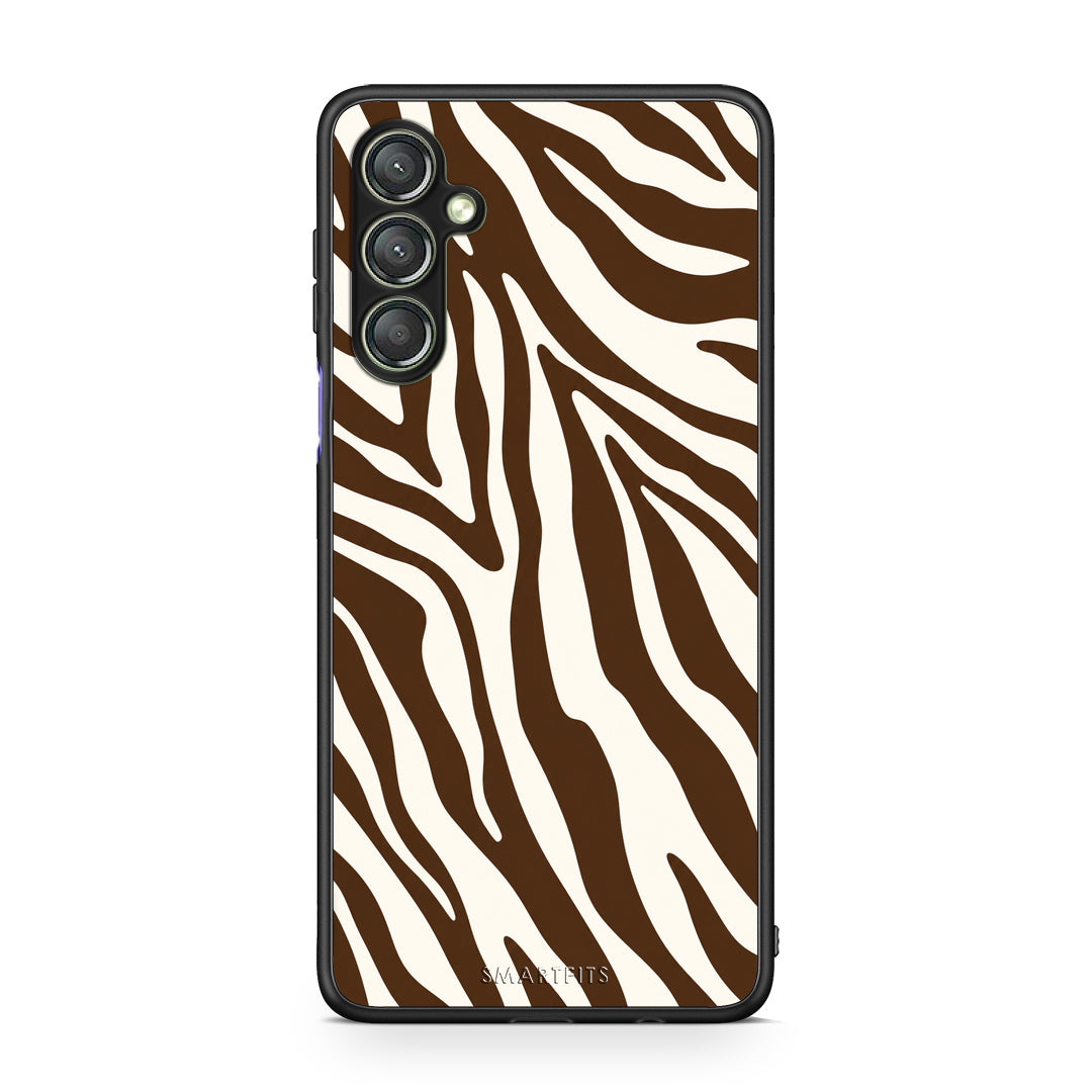 Θήκη Samsung Galaxy A24 4G Brown and Cream Zebra Stripes από τη Smartfits με σχέδιο στο πίσω μέρος και μαύρο περίβλημα | Samsung Galaxy A24 4G Brown and Cream Zebra Stripes case with colorful back and black bezels