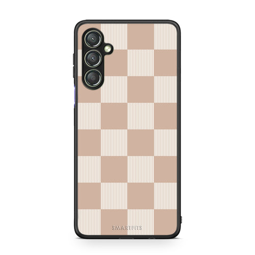 Θήκη Samsung Galaxy A24 4G Latte and Cream Striped Checks από τη Smartfits με σχέδιο στο πίσω μέρος και μαύρο περίβλημα | Samsung Galaxy A24 4G Latte and Cream Striped Checks case with colorful back and black bezels