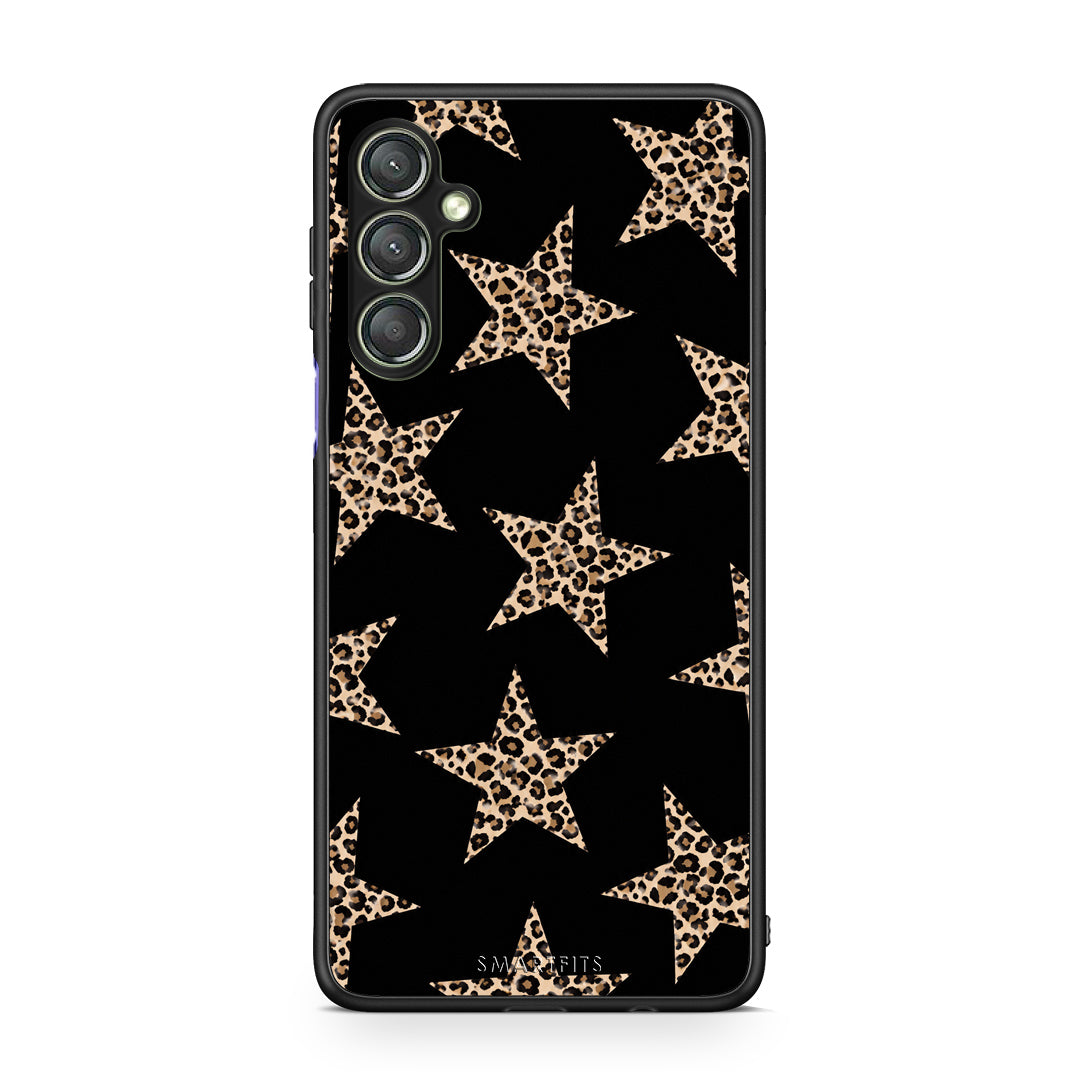 Θήκη Samsung Galaxy A24 4G Leopard Stars on Black από τη Smartfits με σχέδιο στο πίσω μέρος και μαύρο περίβλημα | Samsung Galaxy A24 4G Leopard Stars on Black case with colorful back and black bezels
