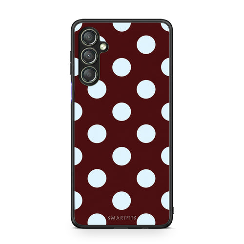 Θήκη Samsung Galaxy A24 4G Pale Blue Large Polka Dots on Burgundy από τη Smartfits με σχέδιο στο πίσω μέρος και μαύρο περίβλημα | Samsung Galaxy A24 4G Pale Blue Large Polka Dots on Burgundy case with colorful back and black bezels