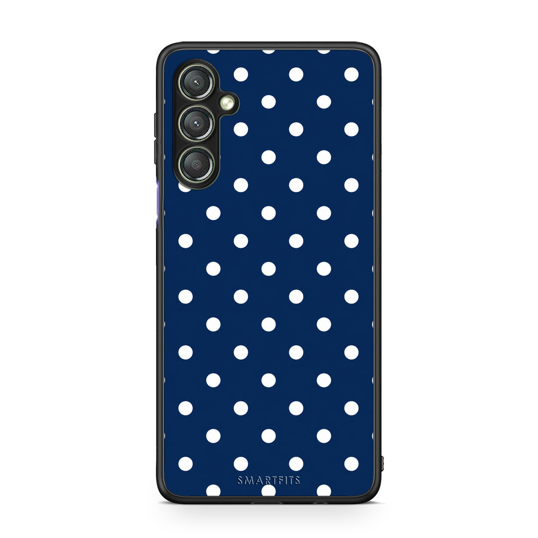 Θήκη Samsung Galaxy A24 4G White Small Polka Dots on Navy από τη Smartfits με σχέδιο στο πίσω μέρος και μαύρο περίβλημα | Samsung Galaxy A24 4G White Small Polka Dots on Navy case with colorful back and black bezels