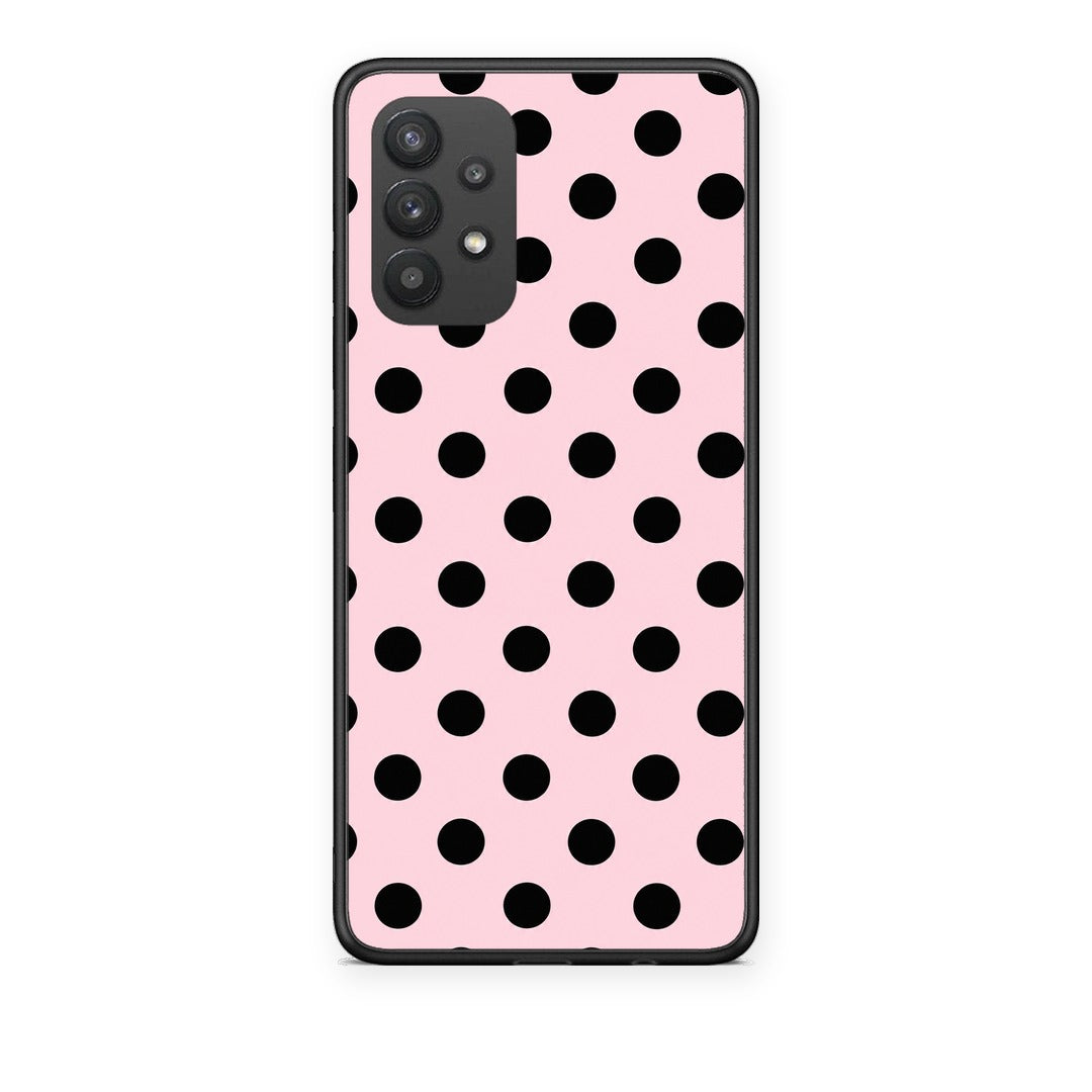 Θήκη Samsung Galaxy A32 4G Black Polka Dots on Pink από τη Smartfits με σχέδιο στο πίσω μέρος και μαύρο περίβλημα | Samsung Galaxy A32 4G Black Polka Dots on Pink case with colorful back and black bezels