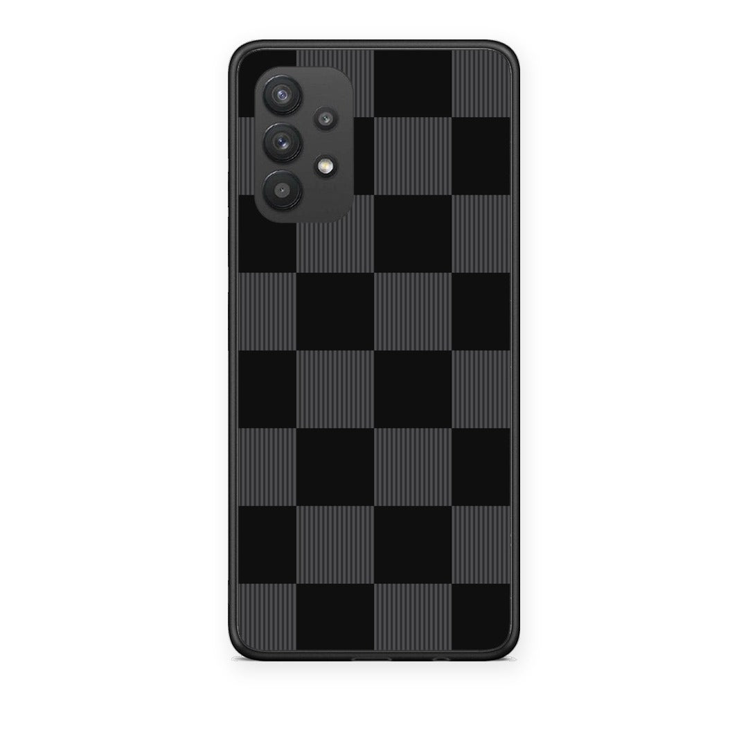 Θήκη Samsung Galaxy A32 4G Black and Charcoal Striped Checks από τη Smartfits με σχέδιο στο πίσω μέρος και μαύρο περίβλημα | Samsung Galaxy A32 4G Black and Charcoal Striped Checks case with colorful back and black bezels