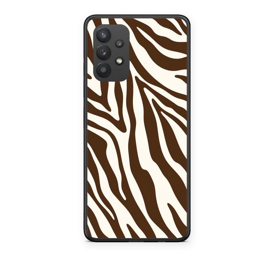 Θήκη Samsung Galaxy A32 4G Brown and Cream Zebra Stripes από τη Smartfits με σχέδιο στο πίσω μέρος και μαύρο περίβλημα | Samsung Galaxy A32 4G Brown and Cream Zebra Stripes case with colorful back and black bezels