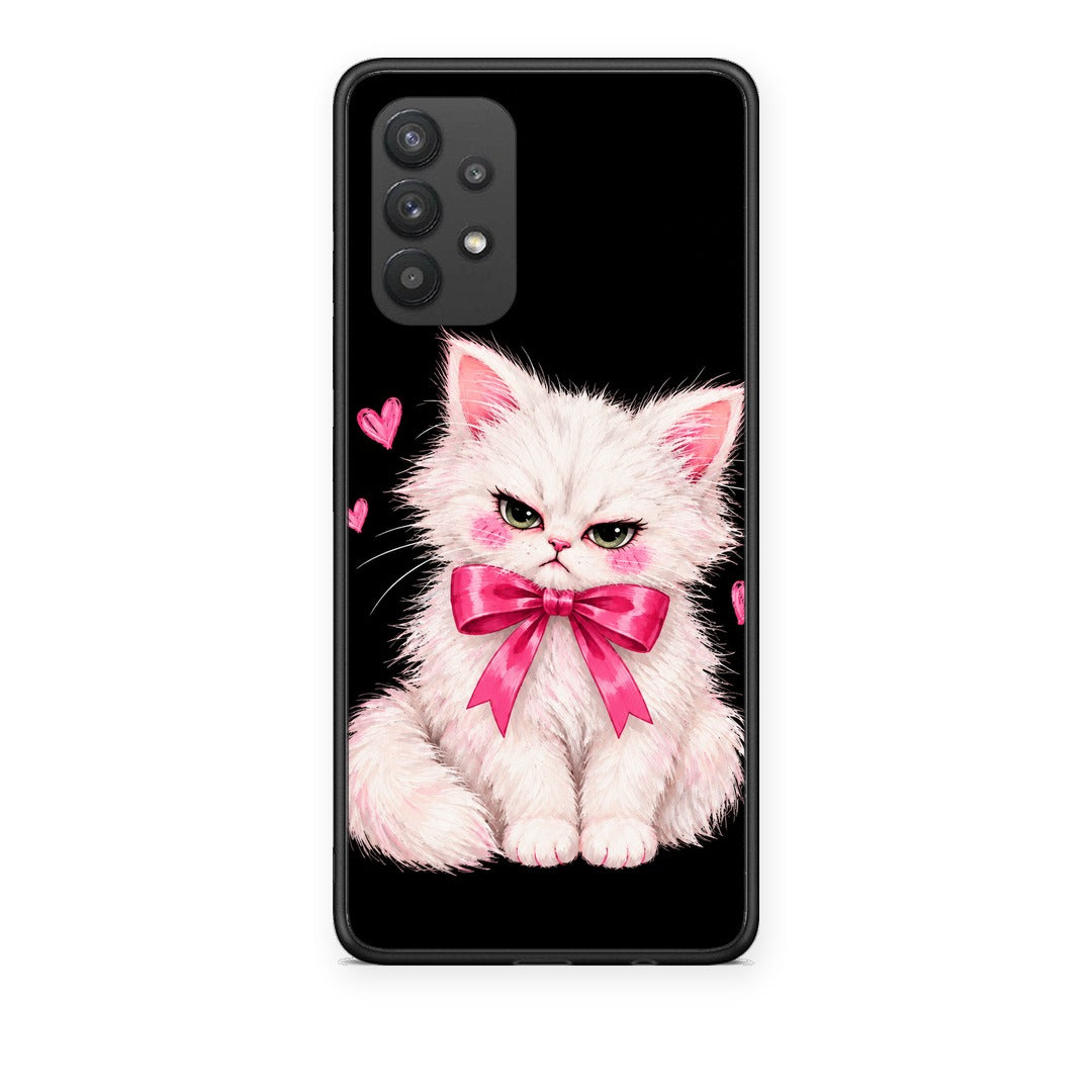 Θήκη Samsung Galaxy A32 4G Grumpy Party Kitten on Black από τη Smartfits με σχέδιο στο πίσω μέρος και μαύρο περίβλημα | Samsung Galaxy A32 4G Grumpy Party Kitten on Black case with colorful back and black bezels