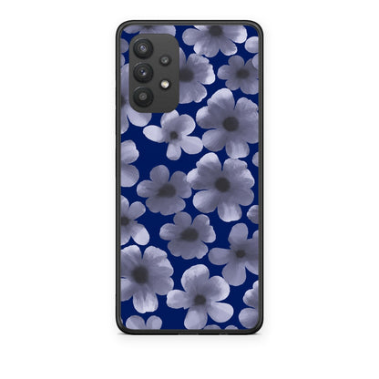 Θήκη Samsung Galaxy A32 4G Pale Blue Flowers on Navy από τη Smartfits με σχέδιο στο πίσω μέρος και μαύρο περίβλημα | Samsung Galaxy A32 4G Pale Blue Flowers on Navy case with colorful back and black bezels