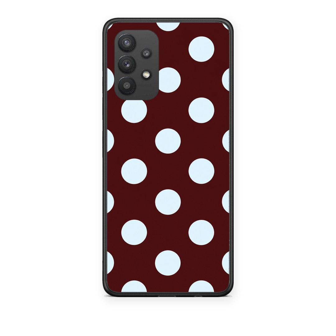 Θήκη Samsung Galaxy A32 4G Pale Blue Large Polka Dots on Burgundy από τη Smartfits με σχέδιο στο πίσω μέρος και μαύρο περίβλημα | Samsung Galaxy A32 4G Pale Blue Large Polka Dots on Burgundy case with colorful back and black bezels