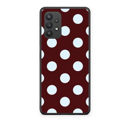 Θήκη Samsung Galaxy A32 4G Pale Blue Large Polka Dots on Burgundy από τη Smartfits με σχέδιο στο πίσω μέρος και μαύρο περίβλημα | Samsung Galaxy A32 4G Pale Blue Large Polka Dots on Burgundy case with colorful back and black bezels