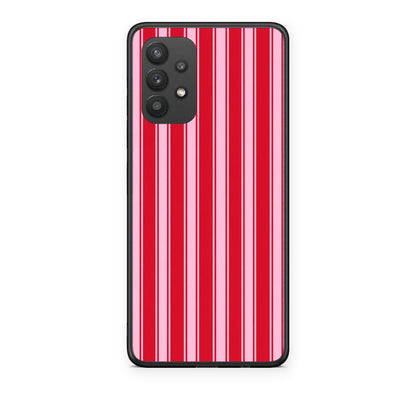 Θήκη Samsung Galaxy A32 4G Red and Pink Vertical Pinstripes από τη Smartfits με σχέδιο στο πίσω μέρος και μαύρο περίβλημα | Samsung Galaxy A32 4G Red and Pink Vertical Pinstripes case with colorful back and black bezels