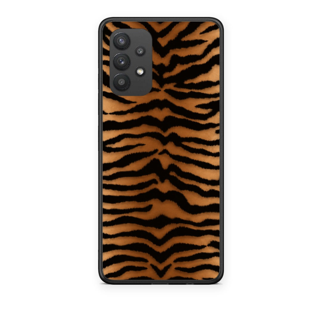 Θήκη Samsung Galaxy A32 4G Tiger Print Orange and Black από τη Smartfits με σχέδιο στο πίσω μέρος και μαύρο περίβλημα | Samsung Galaxy A32 4G Tiger Print Orange and Black case with colorful back and black bezels