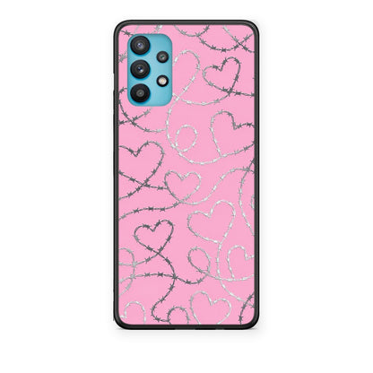 Θήκη Samsung Galaxy A32 5G Barbed Wire Hearts on Pink από τη Smartfits με σχέδιο στο πίσω μέρος και μαύρο περίβλημα | Samsung Galaxy A32 5G Barbed Wire Hearts on Pink case with colorful back and black bezels