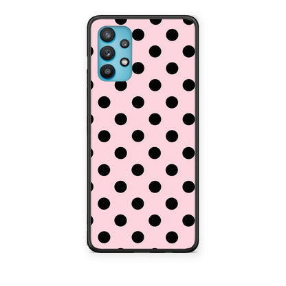 Θήκη Samsung Galaxy A32 5G Black Polka Dots on Pink από τη Smartfits με σχέδιο στο πίσω μέρος και μαύρο περίβλημα | Samsung Galaxy A32 5G Black Polka Dots on Pink case with colorful back and black bezels