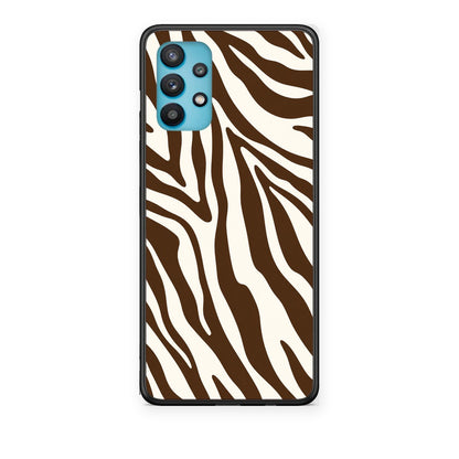 Θήκη Samsung Galaxy A32 5G Brown and Cream Zebra Stripes από τη Smartfits με σχέδιο στο πίσω μέρος και μαύρο περίβλημα | Samsung Galaxy A32 5G Brown and Cream Zebra Stripes case with colorful back and black bezels