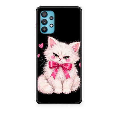 Θήκη Samsung Galaxy A32 5G Grumpy Party Kitten on Black από τη Smartfits με σχέδιο στο πίσω μέρος και μαύρο περίβλημα | Samsung Galaxy A32 5G Grumpy Party Kitten on Black case with colorful back and black bezels