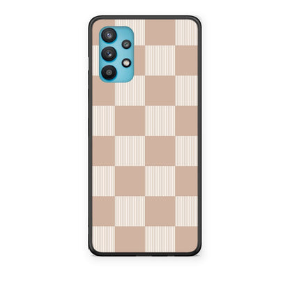 Θήκη Samsung Galaxy A32 5G Latte and Cream Striped Checks από τη Smartfits με σχέδιο στο πίσω μέρος και μαύρο περίβλημα | Samsung Galaxy A32 5G Latte and Cream Striped Checks case with colorful back and black bezels