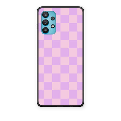 Θήκη Samsung Galaxy A32 5G Lavender and Pink Checkerboard από τη Smartfits με σχέδιο στο πίσω μέρος και μαύρο περίβλημα | Samsung Galaxy A32 5G Lavender and Pink Checkerboard case with colorful back and black bezels