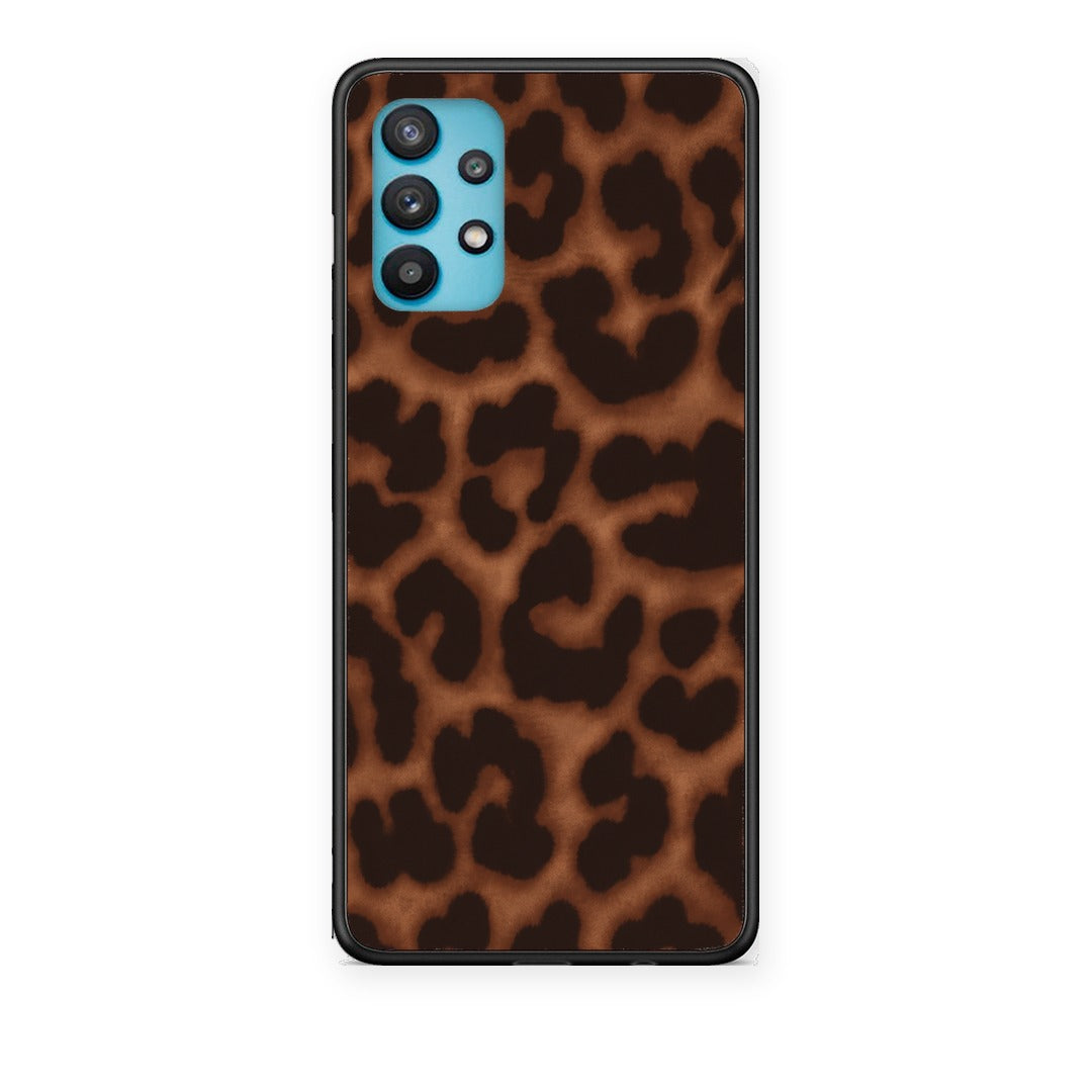 Θήκη Samsung Galaxy A32 5G Leopard Print Dark Brown από τη Smartfits με σχέδιο στο πίσω μέρος και μαύρο περίβλημα | Samsung Galaxy A32 5G Leopard Print Dark Brown case with colorful back and black bezels