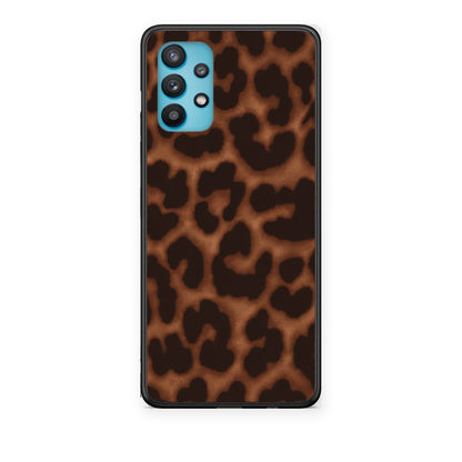 Θήκη Samsung Galaxy A32 5G Leopard Print Dark Brown από τη Smartfits με σχέδιο στο πίσω μέρος και μαύρο περίβλημα | Samsung Galaxy A32 5G Leopard Print Dark Brown case with colorful back and black bezels