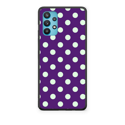 Θήκη Samsung Galaxy A32 5G Mint Polka Dots on Purple από τη Smartfits με σχέδιο στο πίσω μέρος και μαύρο περίβλημα | Samsung Galaxy A32 5G Mint Polka Dots on Purple case with colorful back and black bezels