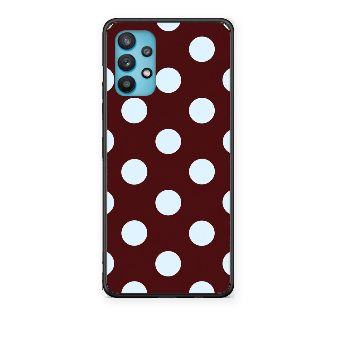 Θήκη Samsung Galaxy A32 5G Pale Blue Large Polka Dots on Burgundy από τη Smartfits με σχέδιο στο πίσω μέρος και μαύρο περίβλημα | Samsung Galaxy A32 5G Pale Blue Large Polka Dots on Burgundy case with colorful back and black bezels