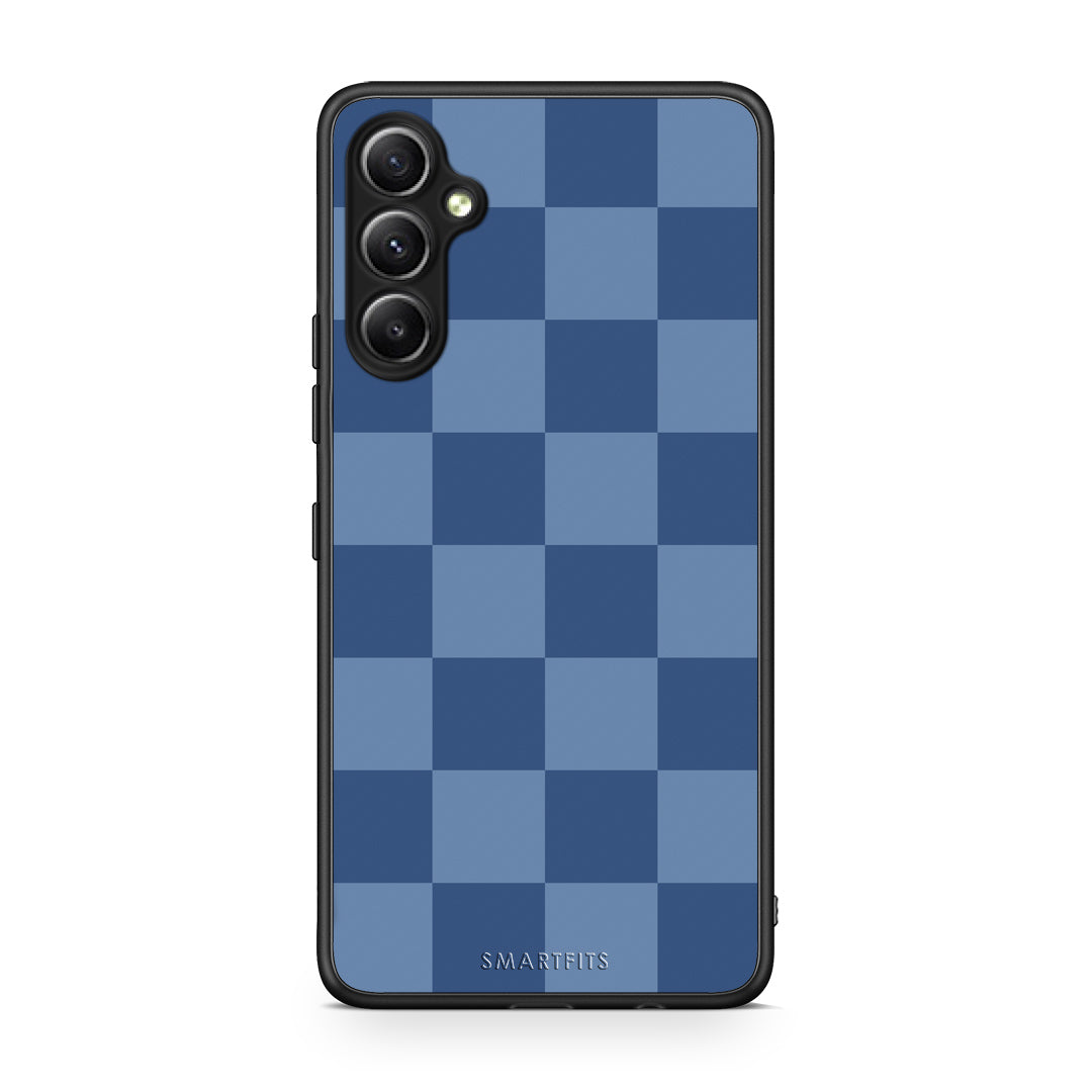 Θήκη Samsung Galaxy A34 Denim Blue Checkerboard από τη Smartfits με σχέδιο στο πίσω μέρος και μαύρο περίβλημα | Samsung Galaxy A34 Denim Blue Checkerboard case with colorful back and black bezels