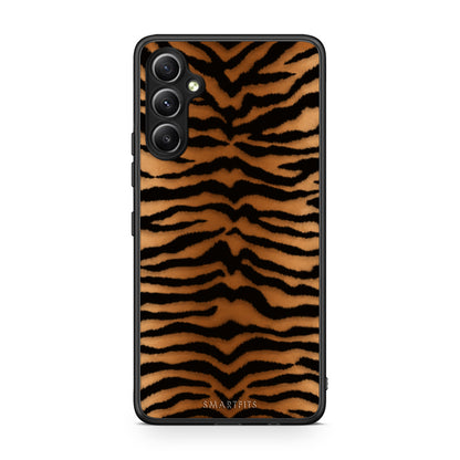 Θήκη Samsung Galaxy A34 Tiger Print Orange and Black από τη Smartfits με σχέδιο στο πίσω μέρος και μαύρο περίβλημα | Samsung Galaxy A34 Tiger Print Orange and Black case with colorful back and black bezels