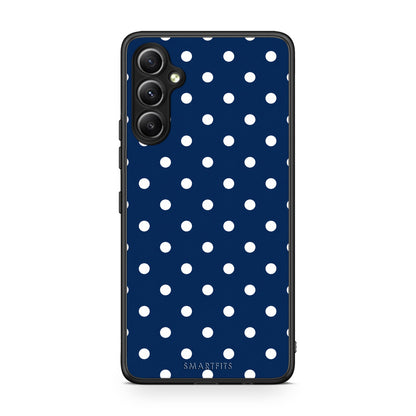 Θήκη Samsung Galaxy A34 White Small Polka Dots on Navy από τη Smartfits με σχέδιο στο πίσω μέρος και μαύρο περίβλημα | Samsung Galaxy A34 White Small Polka Dots on Navy case with colorful back and black bezels