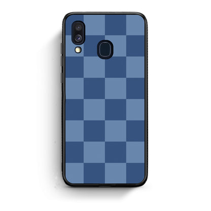 Θήκη Samsung Galaxy A40 Denim Blue Checkerboard από τη Smartfits με σχέδιο στο πίσω μέρος και μαύρο περίβλημα | Samsung Galaxy A40 Denim Blue Checkerboard case with colorful back and black bezels
