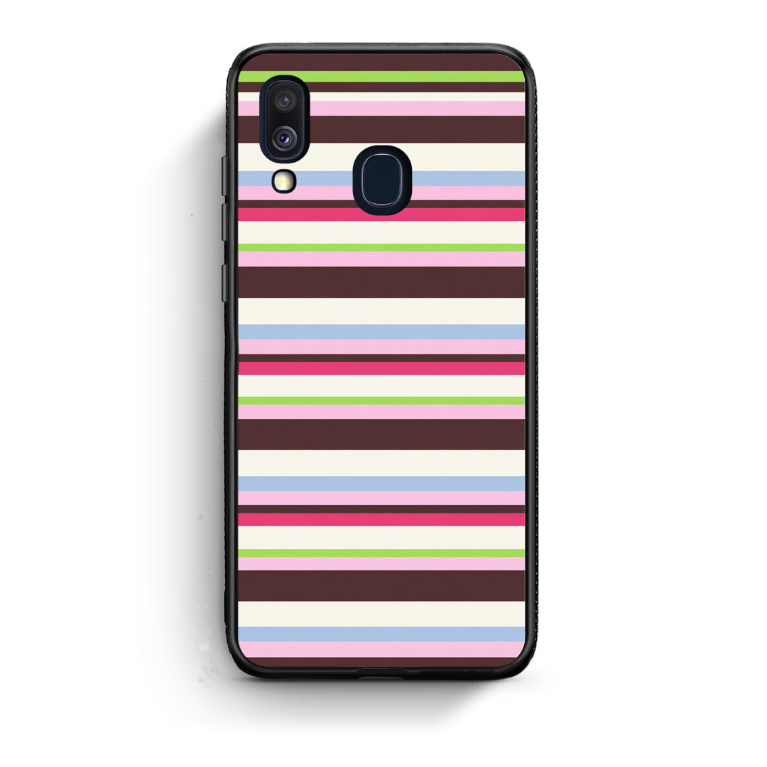 Θήκη Samsung Galaxy A40 Multicolour Horizontal Stripes από τη Smartfits με σχέδιο στο πίσω μέρος και μαύρο περίβλημα | Samsung Galaxy A40 Multicolour Horizontal Stripes case with colorful back and black bezels